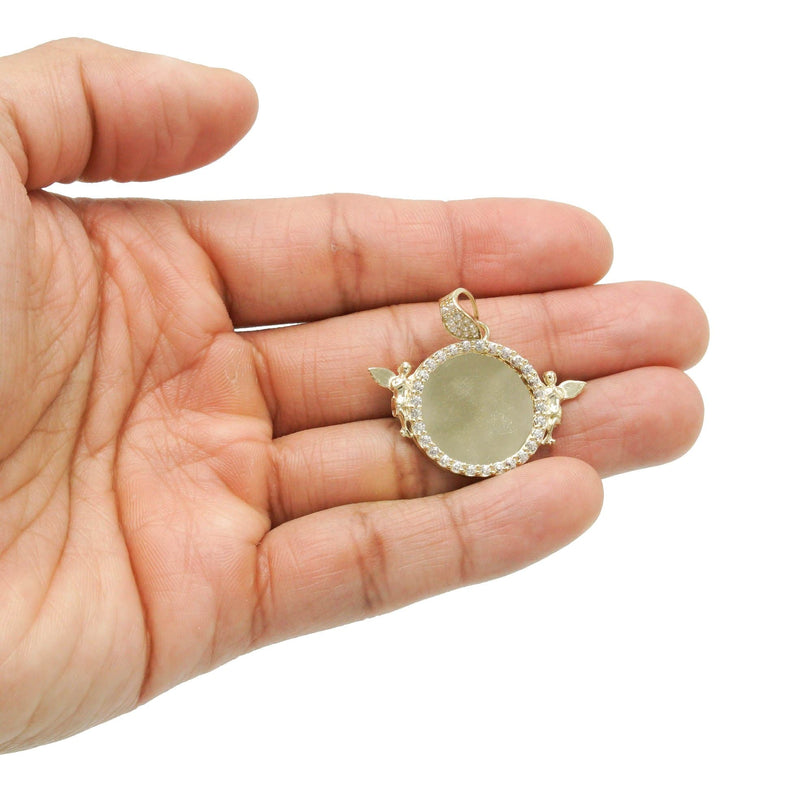 10K Yellow Gold CZ Picture Pendant Necklace | Appx. 13.4 Grams