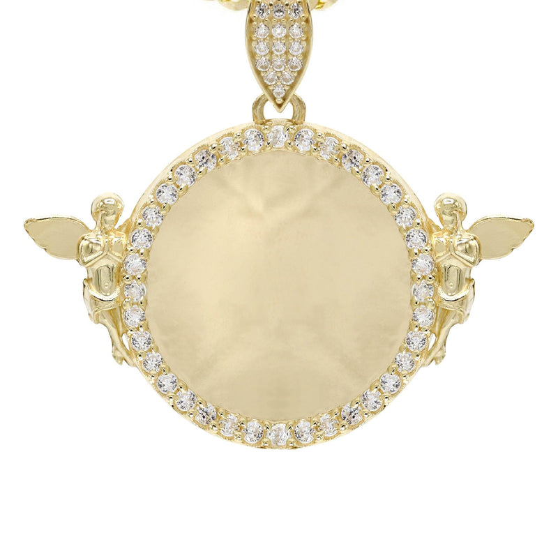 10K Yellow Gold CZ Picture Pendant Necklace | Appx. 14.8 Grams