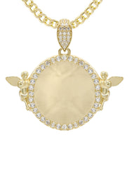 10K Yellow Gold CZ Picture Pendant Necklace | Appx. 14.8 Grams