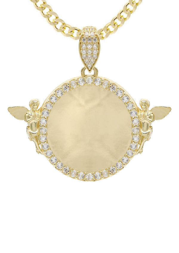 10K Yellow Gold CZ Picture Pendant Necklace | Appx. 14.8 Grams