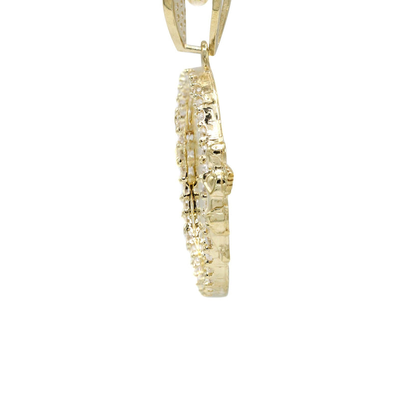 10K Yellow Gold CZ Picture Pendant Necklace | Appx. 14.8 Grams