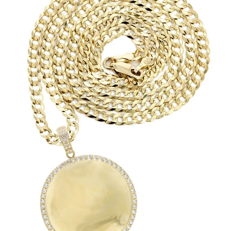 10K Yellow Gold CZ Picture Pendant Necklace | Appx. 16.5 Grams