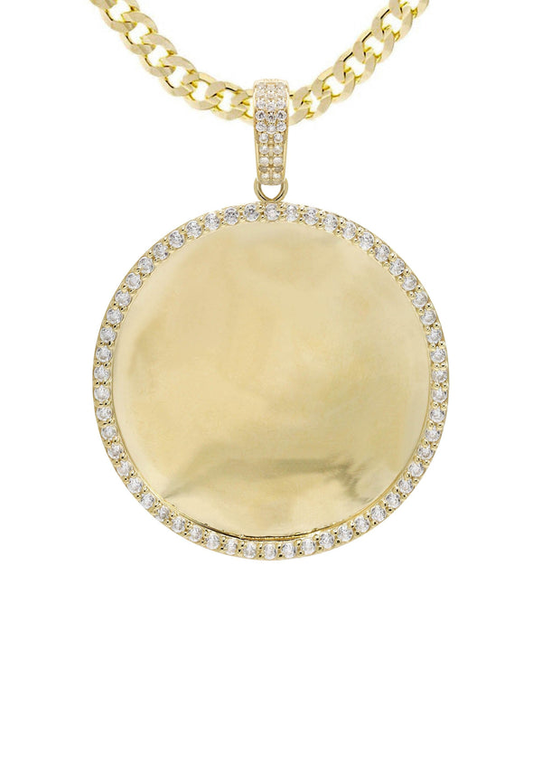 10K Yellow Gold CZ Picture Pendant Necklace | Appx. 16.5 Grams