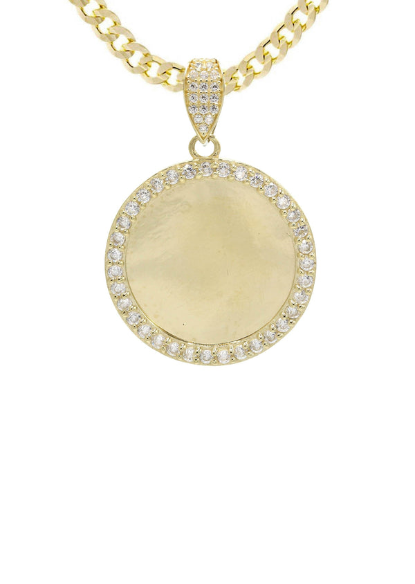 10K Yellow Gold CZ Picture Pendant Necklace | Appx. 14.4 Grams