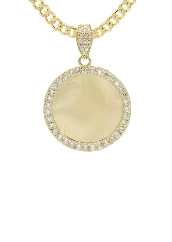 10K Yellow Gold CZ Picture Pendant Necklace | Appx. 14.4 Grams