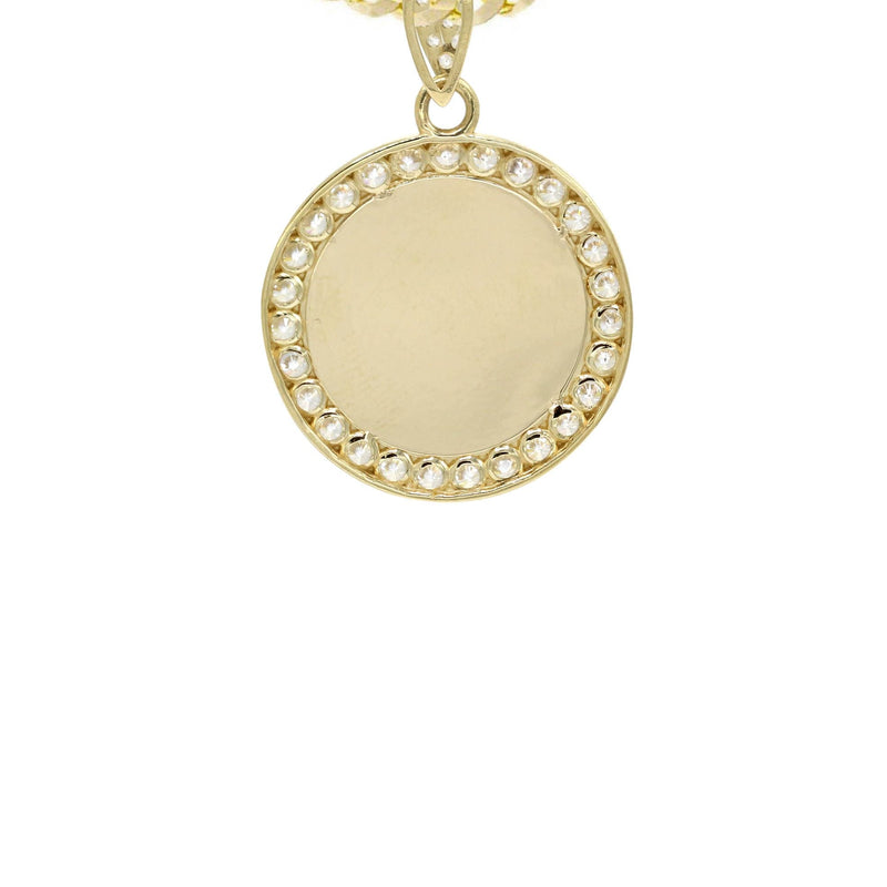 10K Yellow Gold CZ Picture Pendant Necklace | Appx. 13 Grams