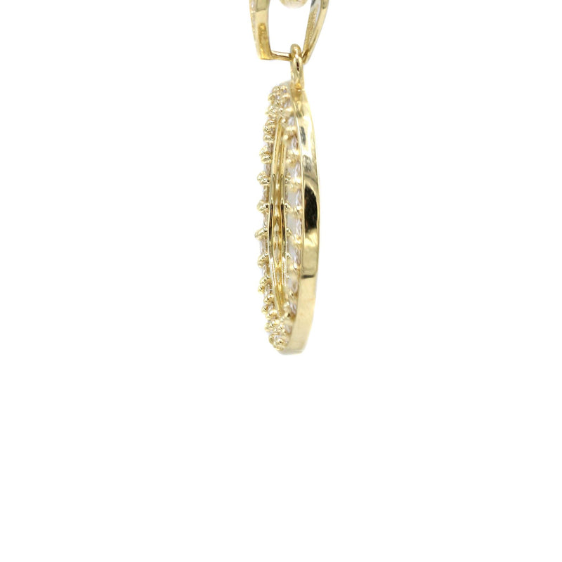 10K Yellow Gold CZ Picture Pendant Necklace | Appx. 13 Grams