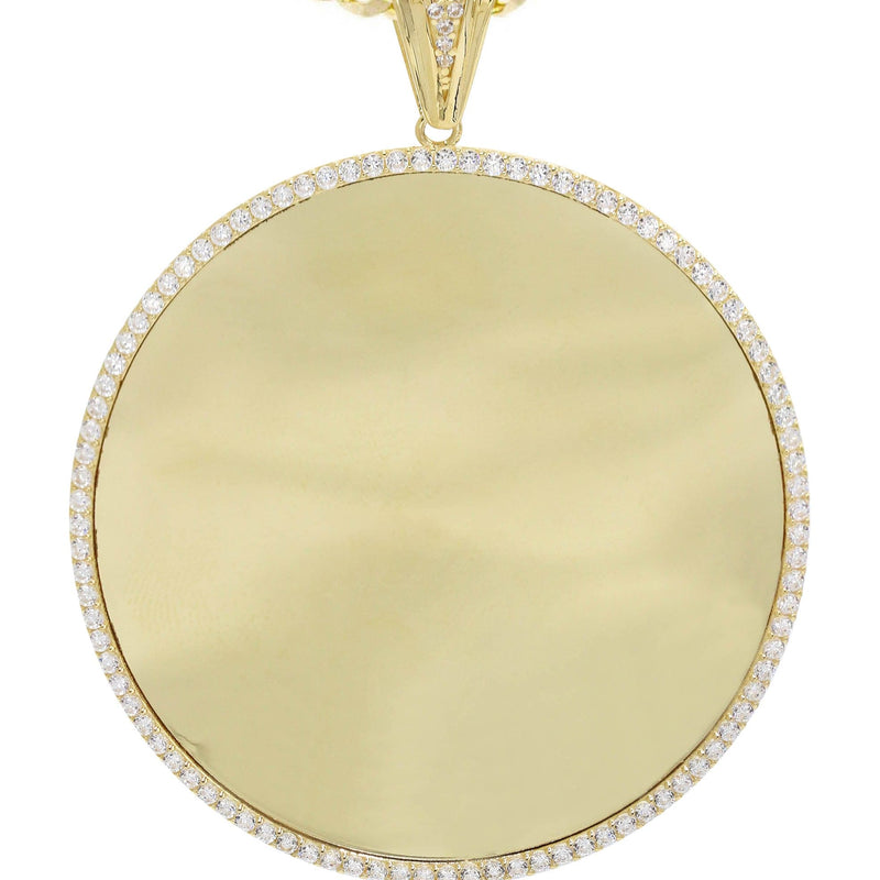 10K Yellow Gold CZ Picture Pendant Necklace | Appx. 25 Grams