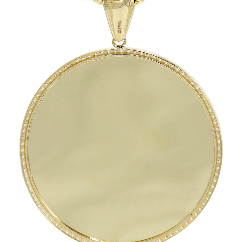 10K Yellow Gold CZ Picture Pendant Necklace | Appx. 25 Grams