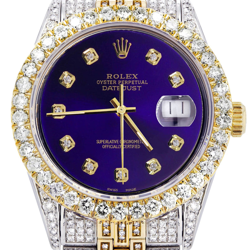 Iced Out Rolex Datejust 36 MM | Two Tone | 10 Carats of Diamonds | Purple Diamond Dial