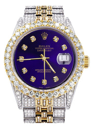 Iced Out Rolex Datejust 36 MM | Two Tone | 10 Carats of Diamonds | Purple Diamond Dial