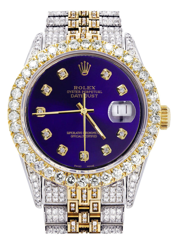 Iced Out Rolex Datejust 36 MM | Two Tone | 10 Carats of Diamonds | Purple Diamond Dial