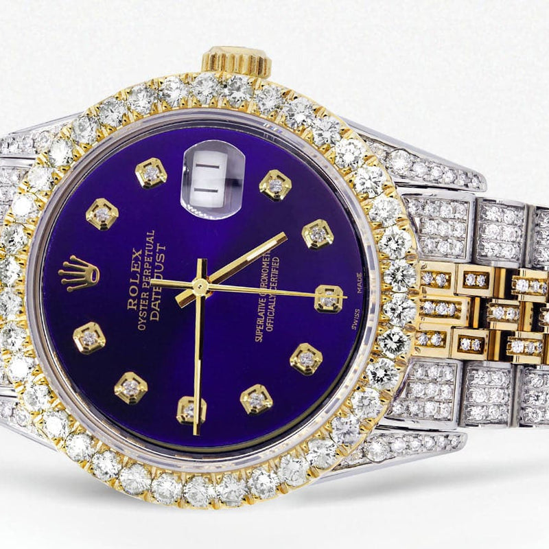 Iced Out Rolex Datejust 36 MM | Two Tone | 10 Carats of Diamonds | Purple Diamond Dial