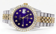 Iced Out Rolex Datejust 36 MM | Two Tone | 10 Carats of Diamonds | Purple Diamond Dial