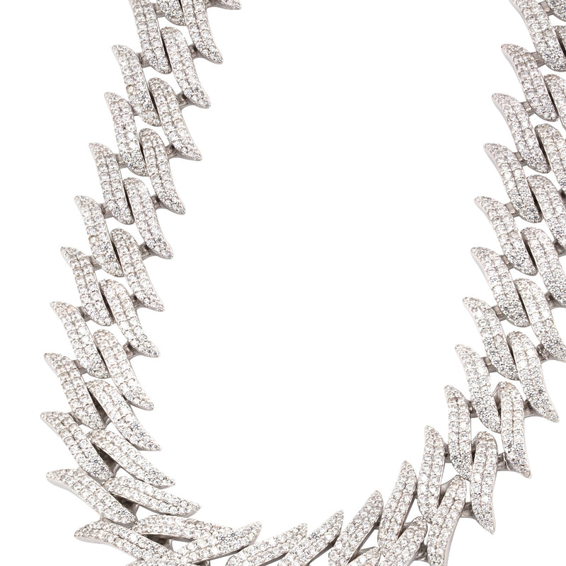 Silver Chain -  Spike Iced Out Chain