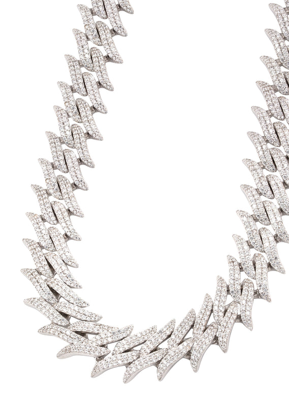 Silver Chain -  Spike Iced Out Chain