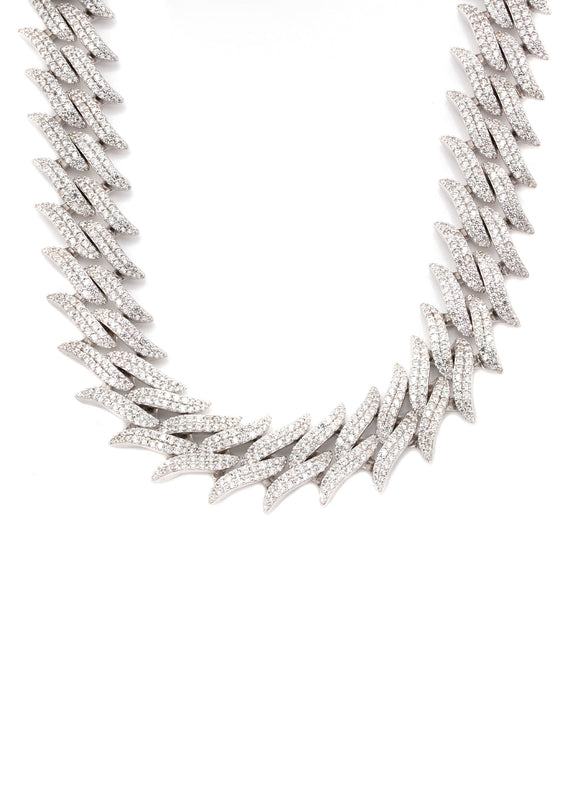 Silver Chain -  Spike Iced Out Chain