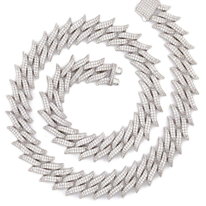 Silver Chain -  Spike Iced Out Chain