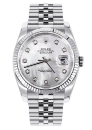 ROLEX DATEJUST 36MM | FACTORY MOTHER OF PEARL DIAL | JUBILEE BAND | HIDDEN CLASP | FLUTED BEZEL | 116234