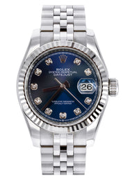 ROLEX DATEJUST 36 MM | JUBILEE BAND STEEL WATCH | 126234 | 18K FLUTED BEZEL | FACTORY DIAMOND BLUE