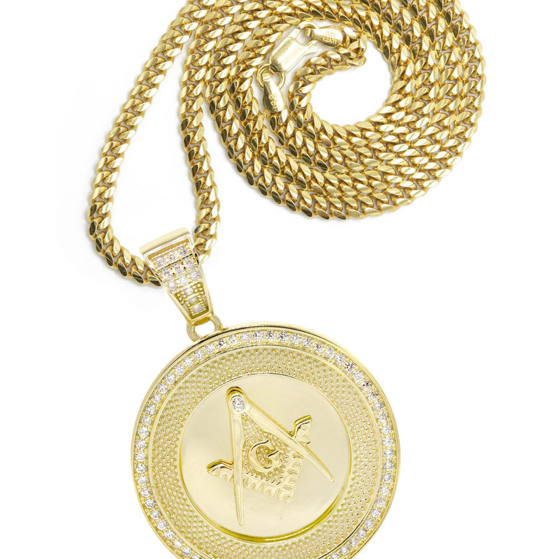 Silver Necklace - Gold Masonic Sign Necklace | 26.4 Grams
