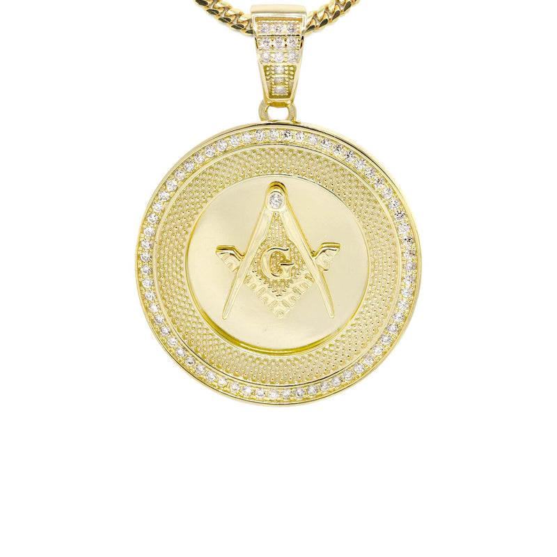Silver Necklace - Gold Masonic Sign Necklace | 26.4 Grams