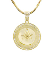 Silver Necklace - Gold Masonic Sign Necklace | 26.4 Grams