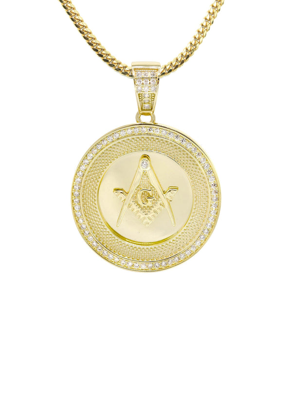 Silver Necklace - Gold Masonic Sign Necklace | 26.4 Grams