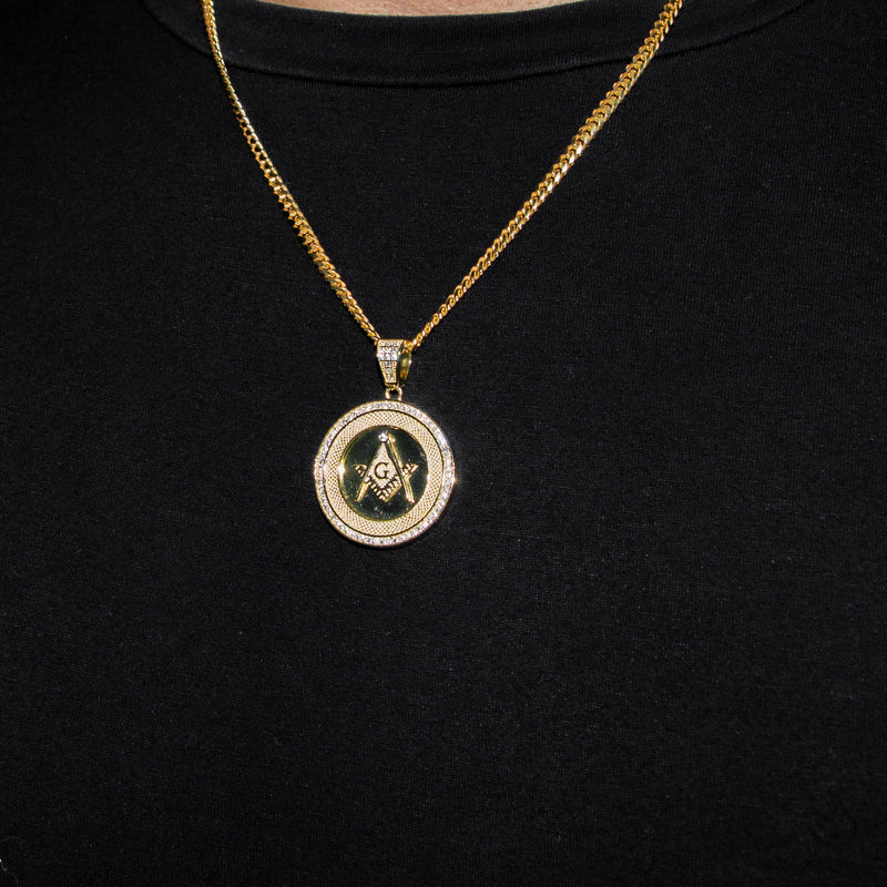 Silver Necklace - Gold Masonic Sign Necklace | 26.4 Grams