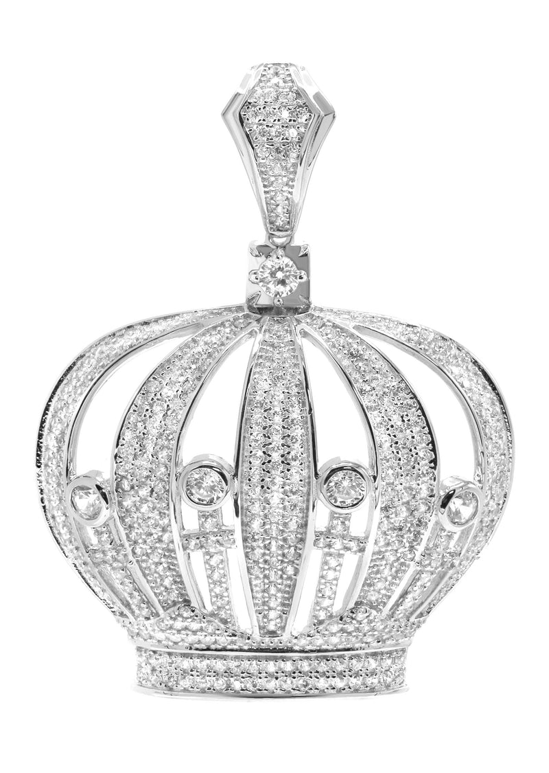 Silver Pendant - Silver Crown Pendant | Appx 12.2 Grams
