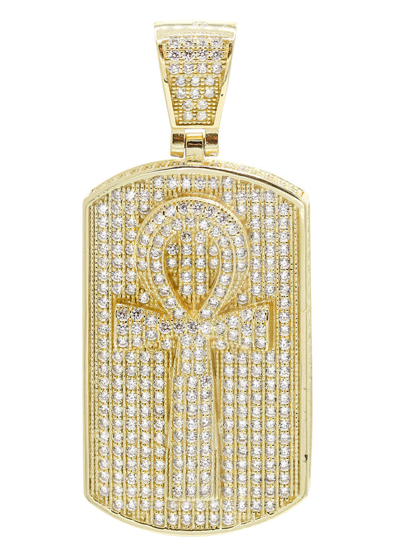 Silver Pendant - Gold Ankh Dog Tag Pendant | Appx 16 Grams