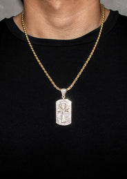 Silver Necklace - Gold Ankh Dog Tag Necklace | 30.4 Grams