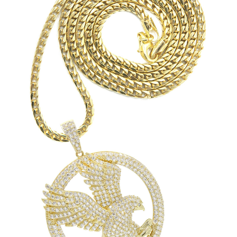 Silver Necklace - Gold Flying Eagle Tag Necklace | 27.8 Grams