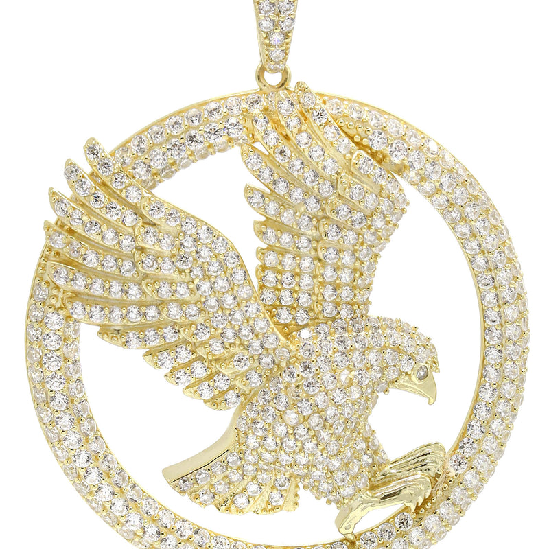 Silver Pendant - Gold Flying Eagle Tag Pendant | Appx 13.4 Grams
