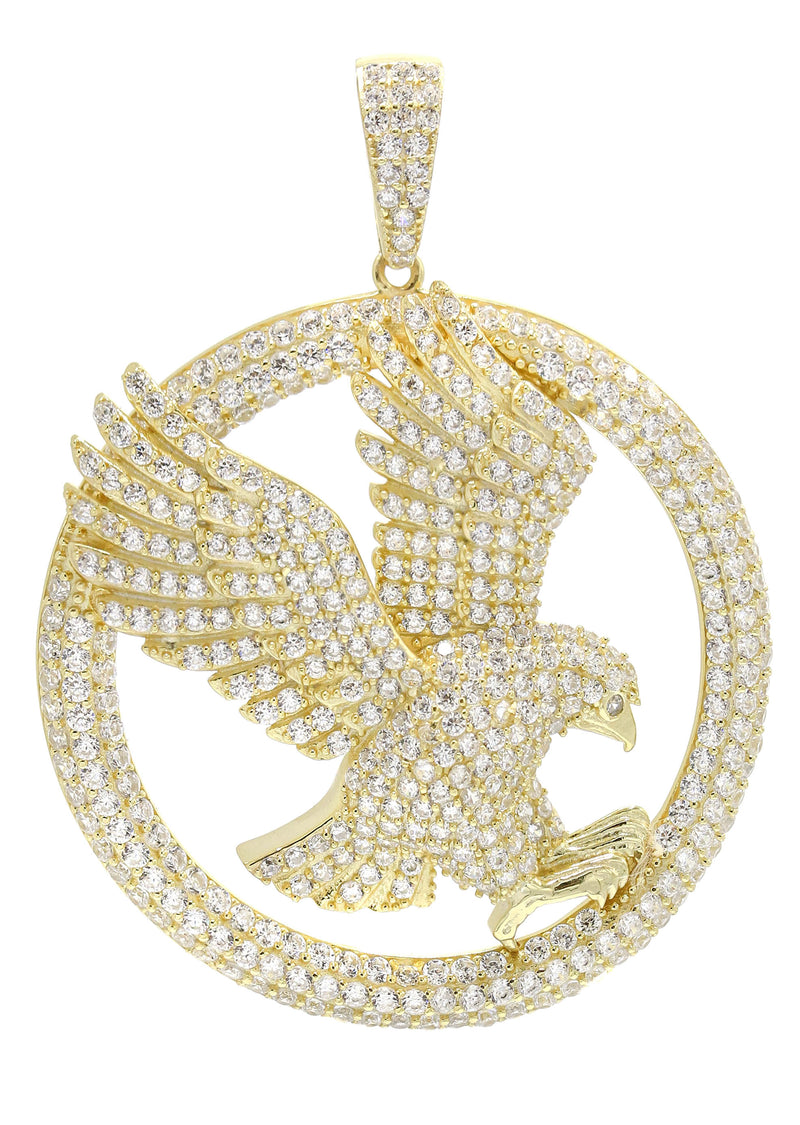 Silver Pendant - Gold Flying Eagle Tag Pendant | Appx 13.4 Grams
