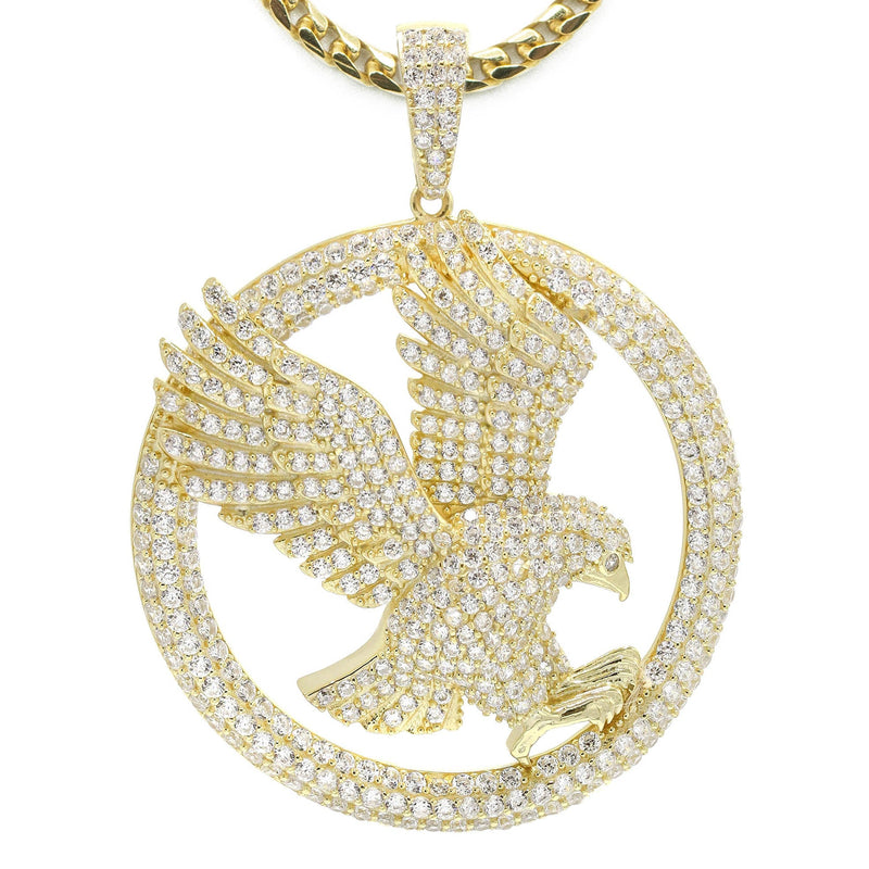 Silver Necklace - Gold Flying Eagle Tag Necklace | 27.8 Grams