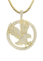 Silver Necklace - Gold Flying Eagle Tag Necklace | 27.8 Grams