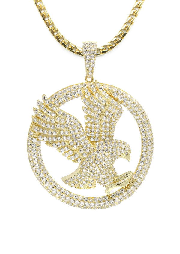 Silver Necklace - Gold Flying Eagle Tag Necklace | 27.8 Grams