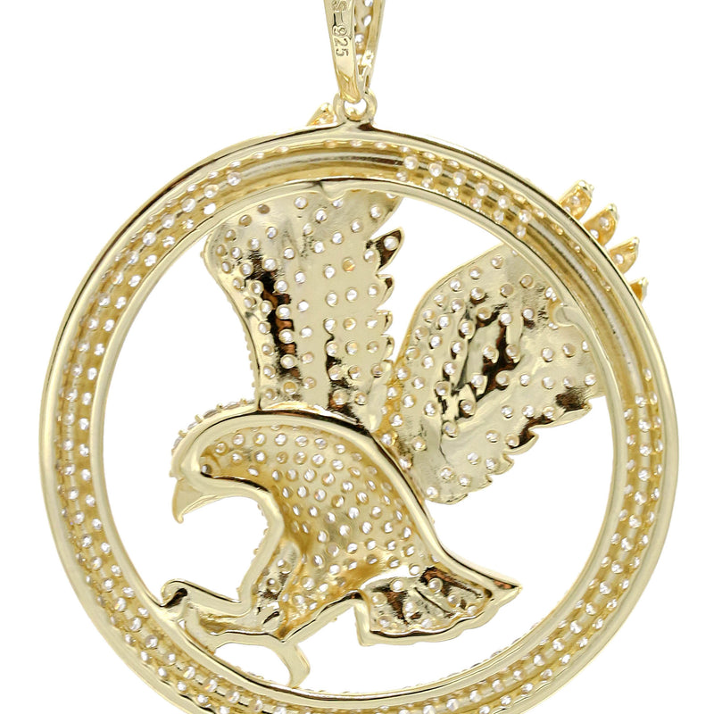 Silver Pendant - Gold Flying Eagle Tag Pendant | Appx 13.4 Grams