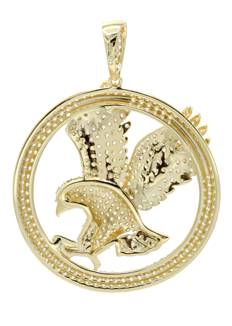 Silver Pendant - Gold Flying Eagle Tag Pendant | Appx 13.4 Grams