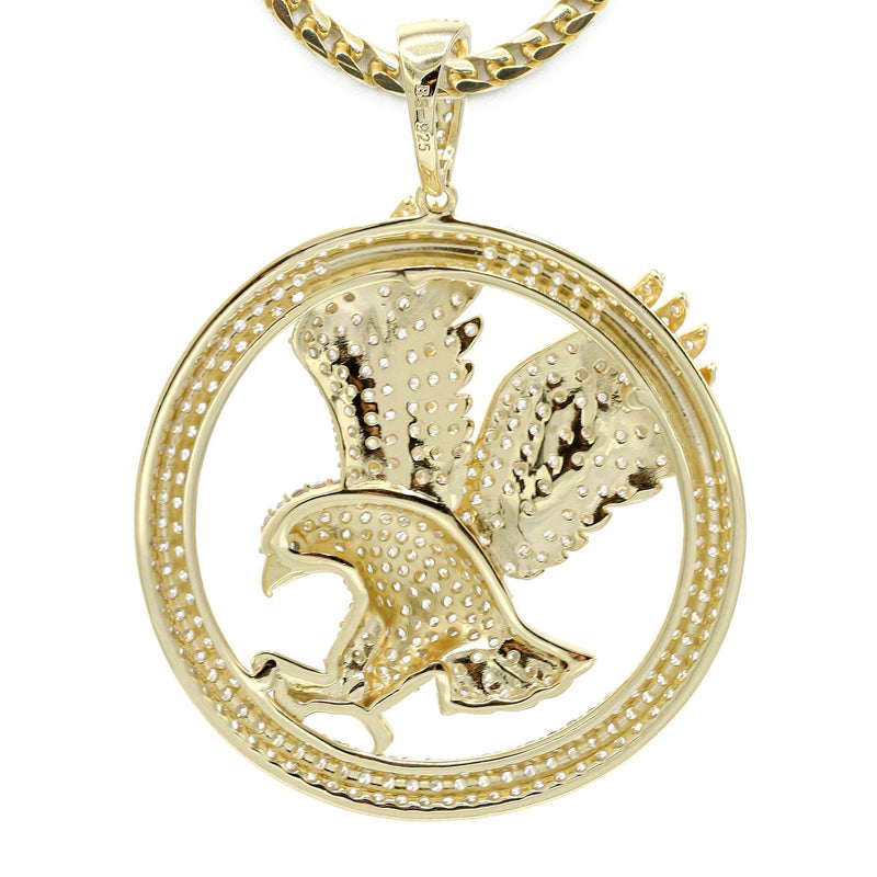 Silver Necklace - Gold Flying Eagle Tag Necklace | 27.8 Grams
