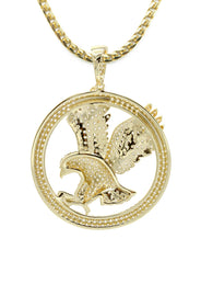 Silver Necklace - Gold Flying Eagle Tag Necklace | 27.8 Grams
