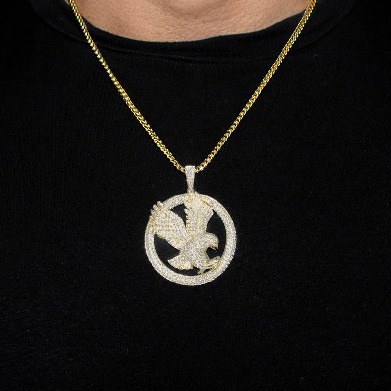 Silver Necklace - Gold Flying Eagle Tag Necklace | 27.8 Grams
