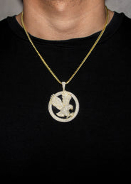 Silver Necklace - Gold Flying Eagle Tag Necklace | 27.8 Grams