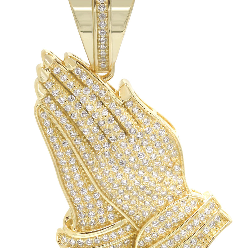 Silver Pendant - Gold Praying Hand Pendant | Appx 9.2 Grams
