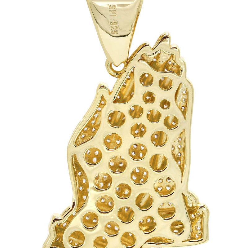 Silver Pendant - Gold Praying Hand Pendant | Appx 9.2 Grams