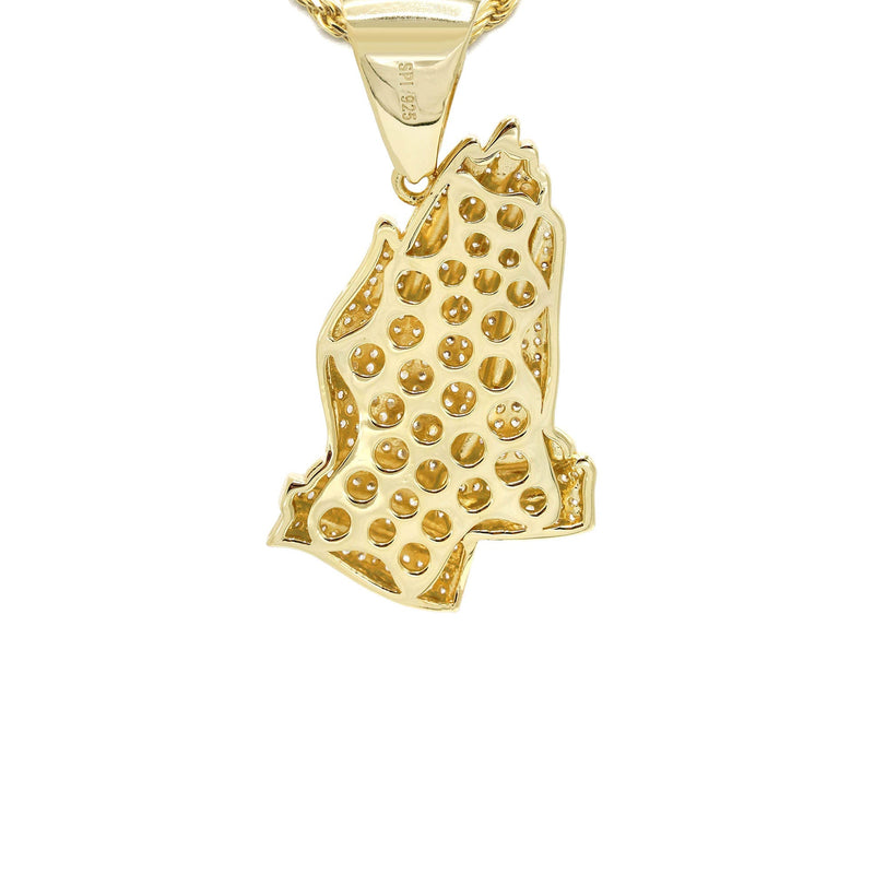 Silver Necklace - Gold Praying Hand Necklace | 18.6 Grams