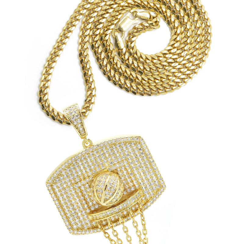 Silver Necklace - Gold Basketball Hoop Necklace | 25.2 Grams
