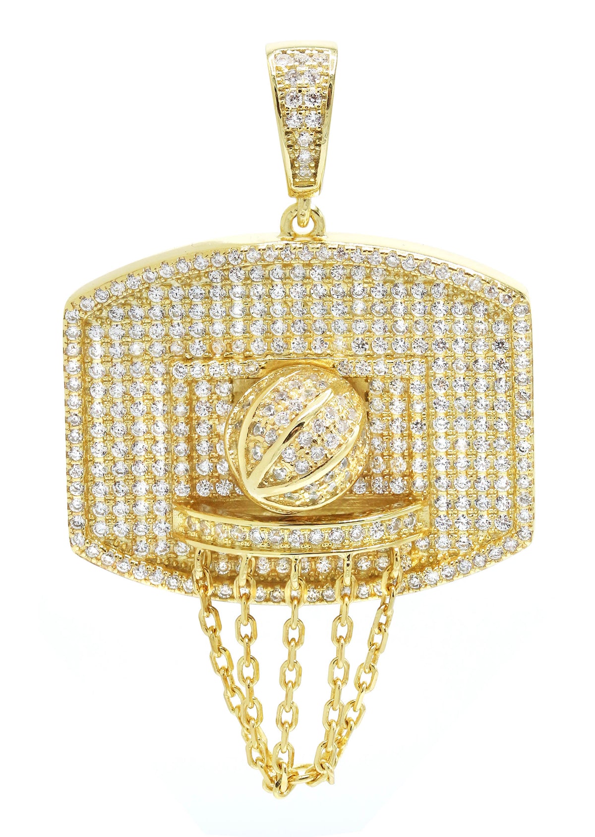 Silver Pendant - Gold Basketball Hoop Pendant | Appx 11.2 Grams