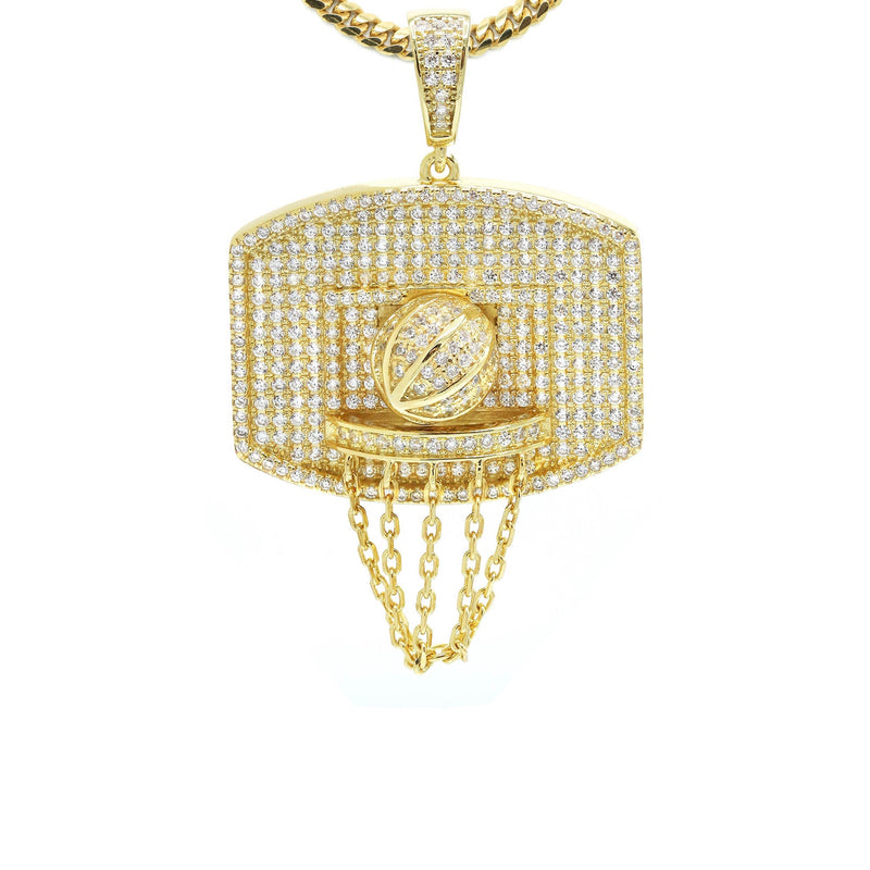 Silver Necklace - Gold Basketball Hoop Necklace | 25.2 Grams